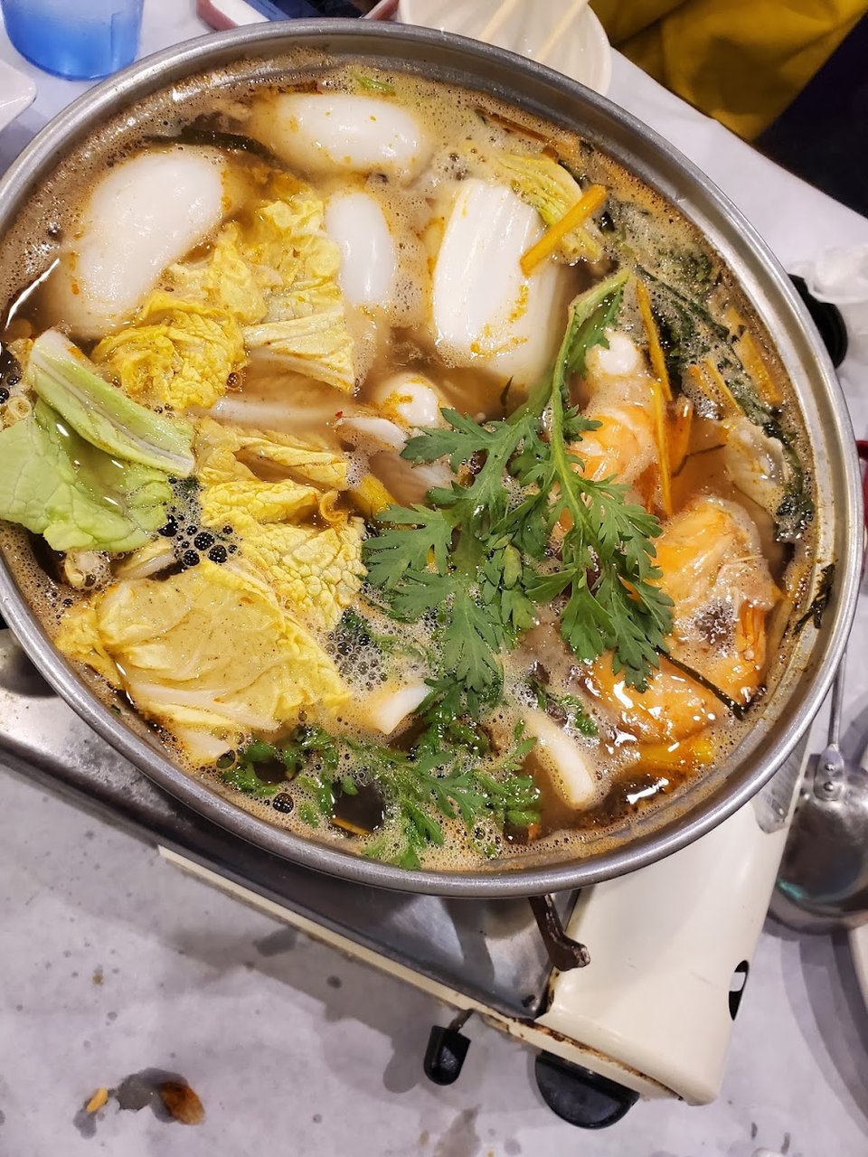 Printed menu with seafood and hot pot sections.